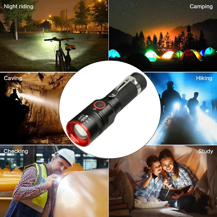POCKETMAN LED-Taschenlampe mit Zoom und Akku, wasserdicht, Schwarz - Bild 5