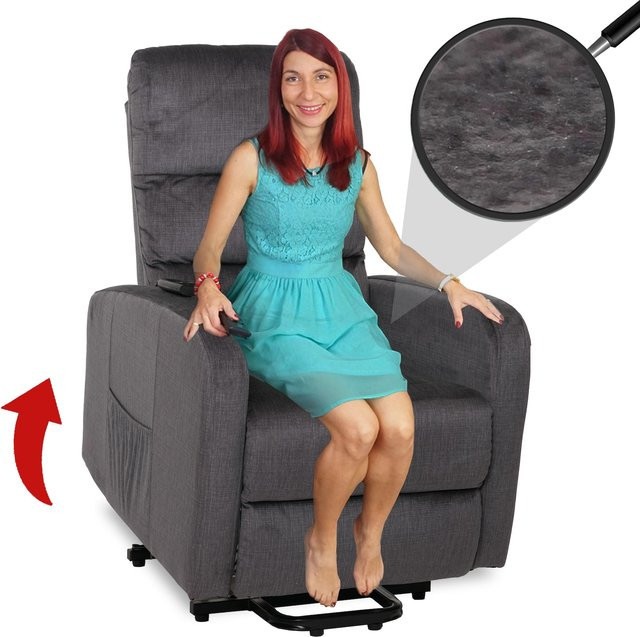 MCW Fernsehsessel K62 mit elektrischer Aufstehhilfe und Liegefunktion in Dunkelgrau aus Chenille und Metall, B/T/H: 72,0 x 87,0 x 108,0 cm - Bild 1
