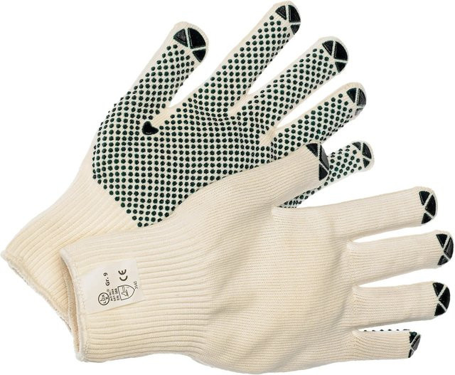 LUX-TOOLS Feinstrick-Handschuhe aus Baumwolle in Weiß und Grün, Größe 8, EN 388 zertifiziert - Bild 1