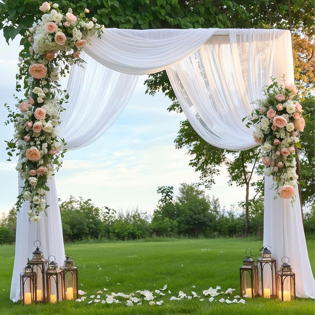 Transparenter Chiffon-Stoff in Weiß für Hochzeitsbögen und Dekorationen, Breite: 75 cm - Bild 1