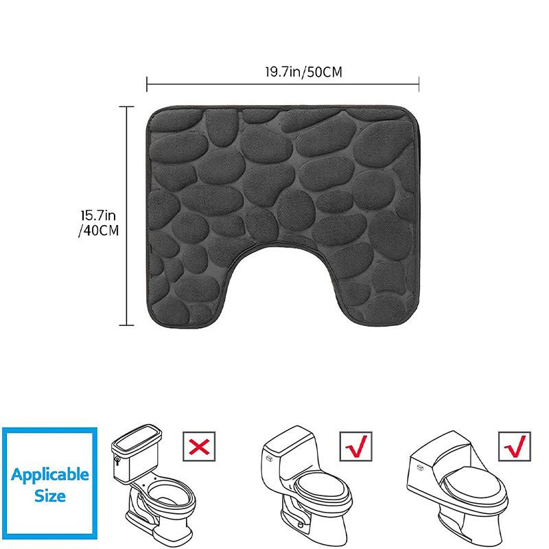 Yiran Furniture U-förmige Toilettenfußmatte aus Polyester, wasserdichte und rutschfeste Badezimmer-Bodenmatte, schwarz, B/T: 50 x 40 cm - Bild 5