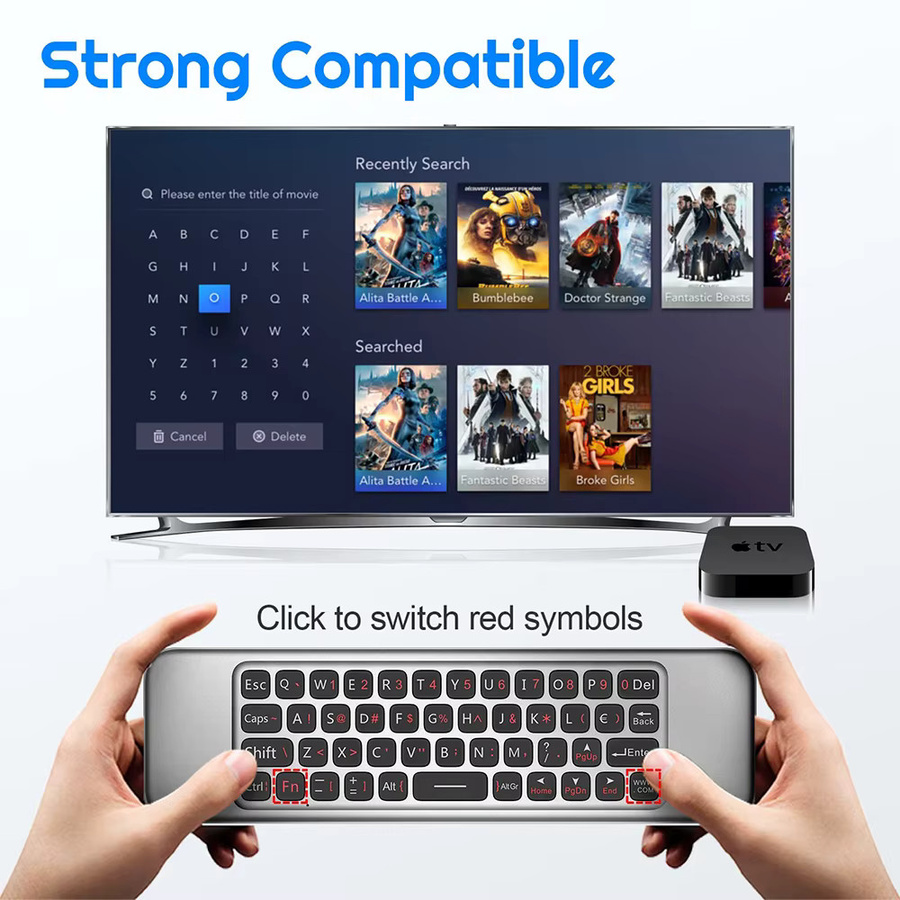 MRSVI Universelle Sprachgesteuerte Air Mouse Fernbedienung W3 in Schwarz, 2,4G Drahtlose Mini Tastatur für Android TV Box und Windows PC - Bild 3