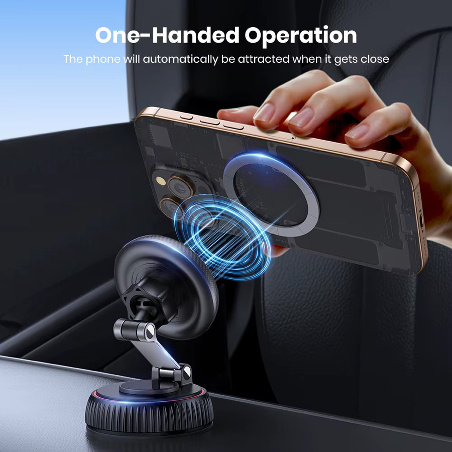 TOPK Magnetische Autotelefonhalterung für MagSafe mit 360 Grad Rotation, Saugnapf-Ständer für Armaturenbrett, Schreibtisch oder Wand, Schwarz - Bild 4