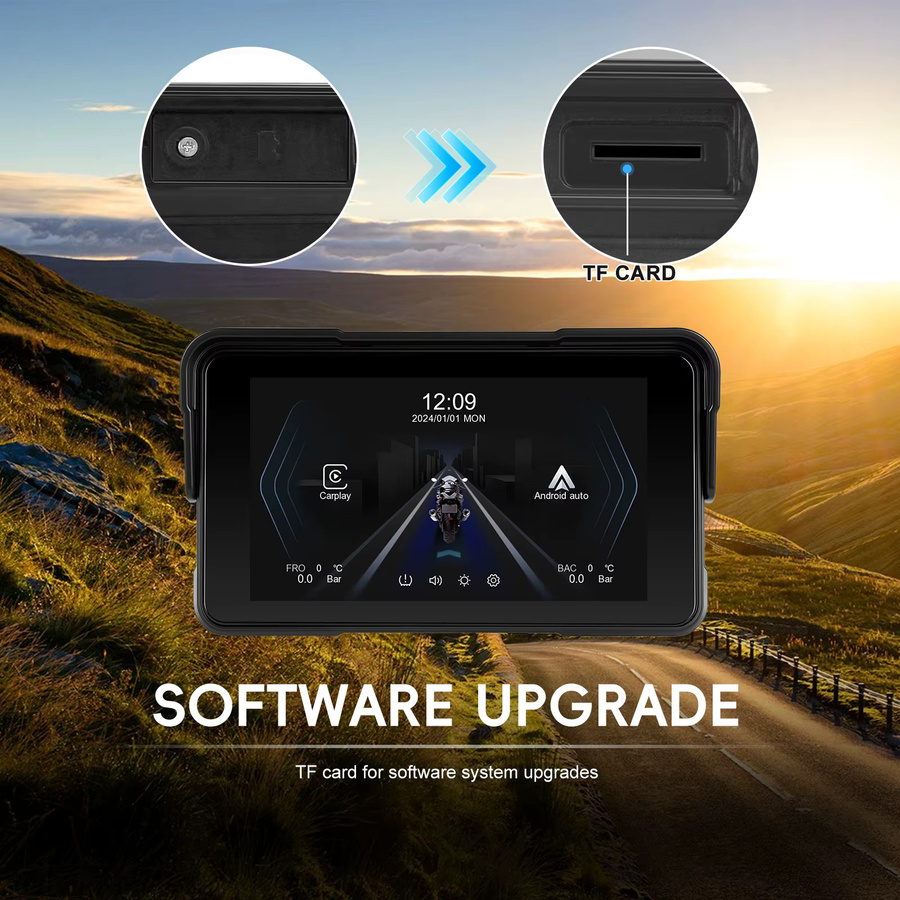 Podofo 5 Zoll HD-Bildschirm Tragbarer Smart Player für Motorräder mit Android Auto und Apple CarPlay, IP68 Wasserdicht, Schwarz - Bild 3