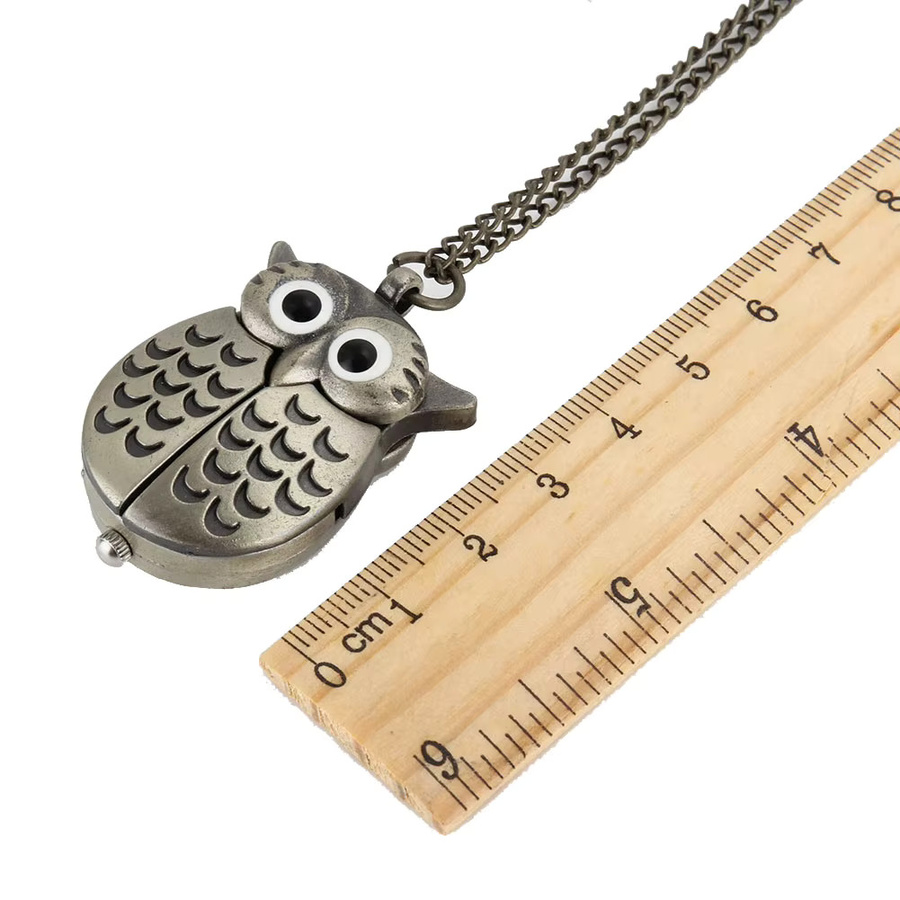 Halskette mit Eulen-Uhr Anhänger, Legierung, Unisex, Vintage - Bild 2