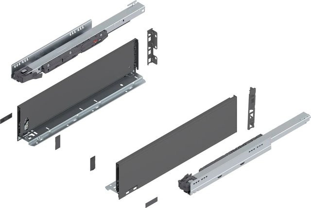 Blum Legrabox Pure Set Schubladenauszug mit Tip-On Vollauszug, Farbe Oriongrau, 1 Paar, Auszugslänge: 500 mm, Tragkraft: 40 kg - Bild 1