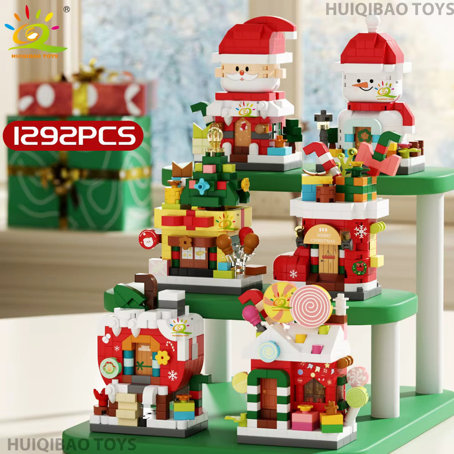 HUIQIBAO Weihnachten Dessert Haus Baum Santa Claus, Modell Baustein, DIY Ziegel Spielzeug - Bild 4