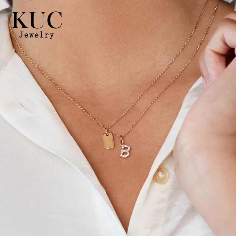 KUC Buchstaben Charm Anhänger, 925 Silber, Bicolor, Zirkonia, Unisex - Bild 2