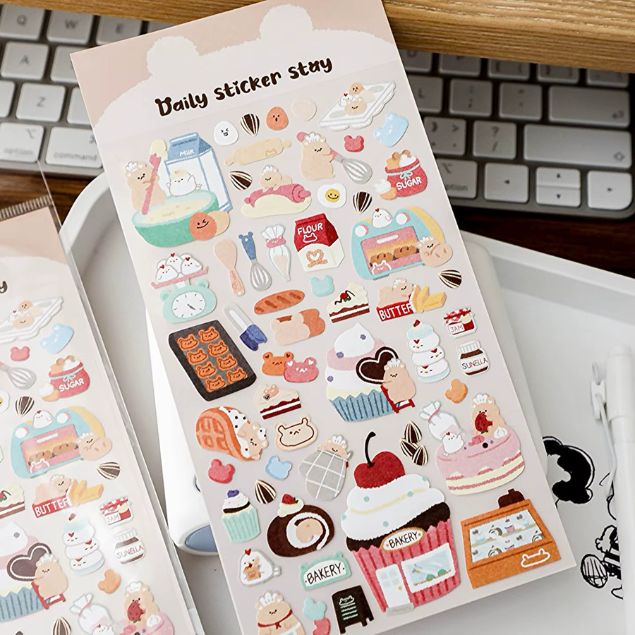BONITO Koreanischer Stil DIY Scrapbooking Aufkleber mit Kuchen und Dessert Motiven, buntes Briefpapier und Bastelzubehör für dein Junk Journal - Bild 2