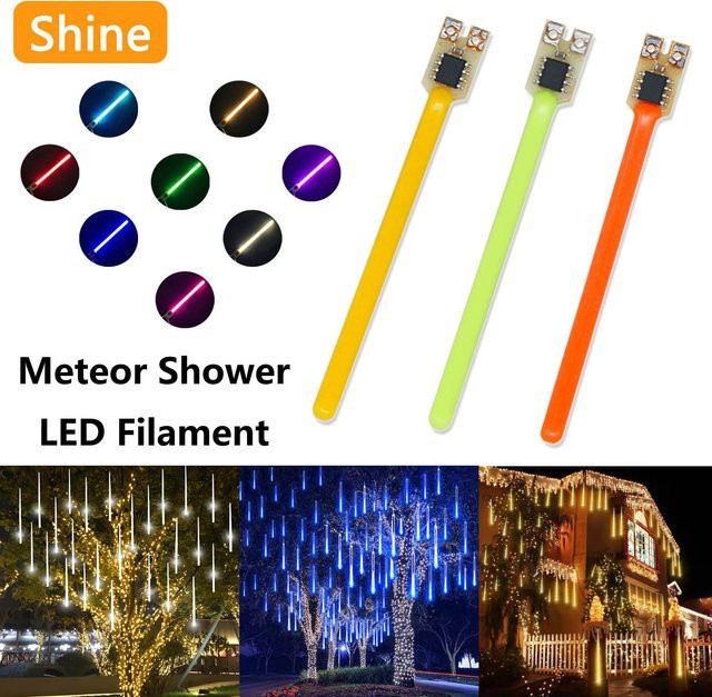 10 Stück DT&ZM Meteor-Dusche LED-Filament RGB Farbfluss-Licht, 70 mm, Mehrfarbig - Bild 1