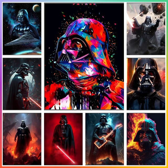 Disney Star Wars Darth Vader Malen nach Zahlen Set mit Leinwand als handgemalte Wanddekoration in Mehrfarbig - Bild 1