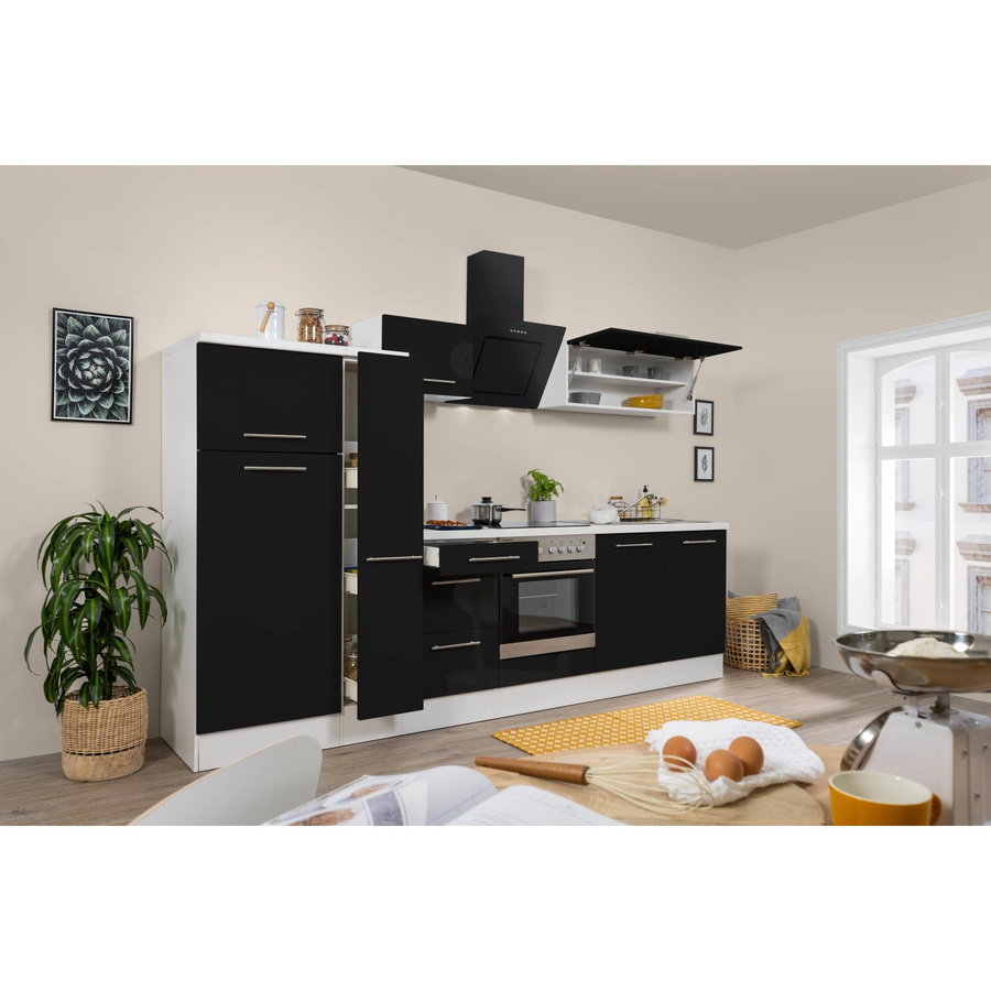 Respekta Premium Küchenzeile modern in Schwarz Hochglanz und Weiß mit Soft-Close-Türen und Schubladen, Breite: 300 cm - Bild 2