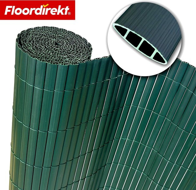 Floordirekt Sichtschutzzaun aus PVC in Grün, blickdichte Sichtschutzmatten mit Lamellen, Höhe: 200 cm, Breite: 300 cm - Bild 1