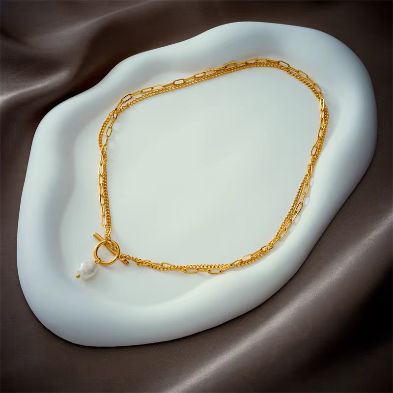 DIEYURO Halskette, Edelstahl, Perle, Gold, Damen - Bild 4