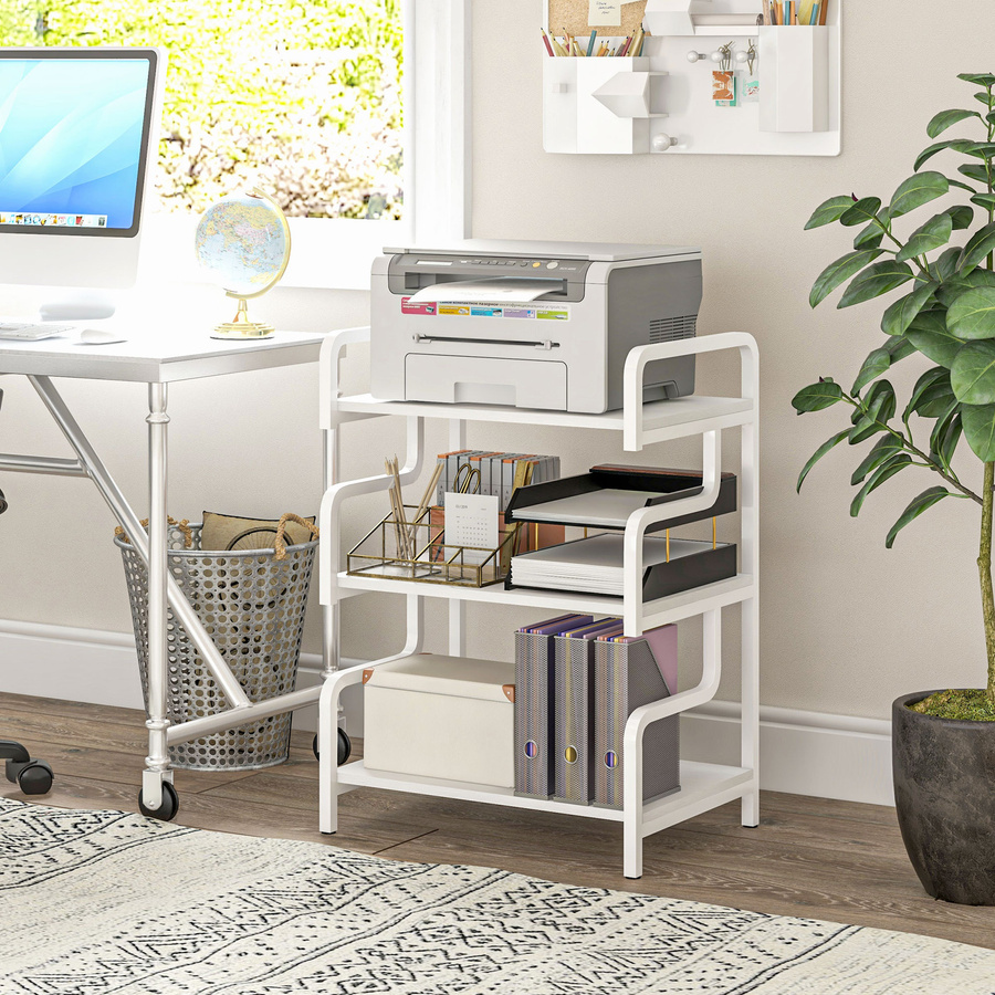 HOMCOM Druckerständer mit 3 Ebenen und Stauraum für Homeoffice und Arbeitszimmer, Weiß, B/T/H: 55 x 40 x 77 cm - Bild 2