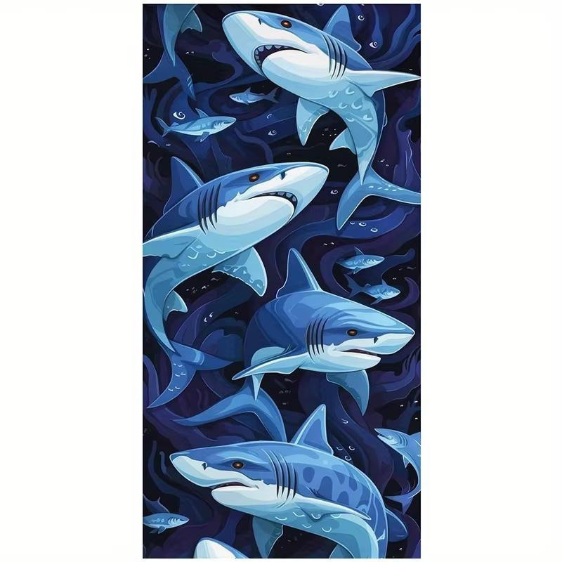 Cartoon-Hai Strandtuch für Kinder, schnelltrocknend und winddicht, Farben: Weiß und Blau, B: 30 cm, H: 60 cm - Bild 2