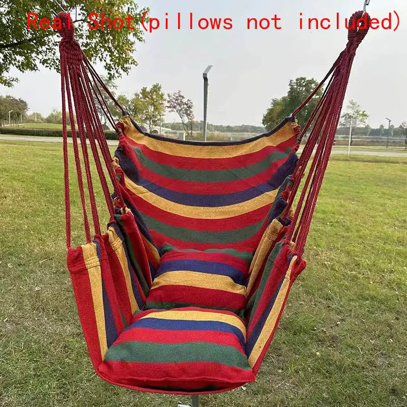 DAWN TRIP Hängemattenstuhl im Boho-Stil mit Streifenmuster, mehrfarbig Orange, Hängesessel aus Baumwolle für Terrasse und Garten, belastbar bis 136 kg - Bild 4