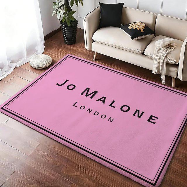 J-Jo M-Malone Logo Bodenmatte aus Flanell, rutschfeste und weiche Dekorationsteppiche für Wohnzimmer, Schlafzimmer oder Küche in Schwarz und Pink - Bild 1