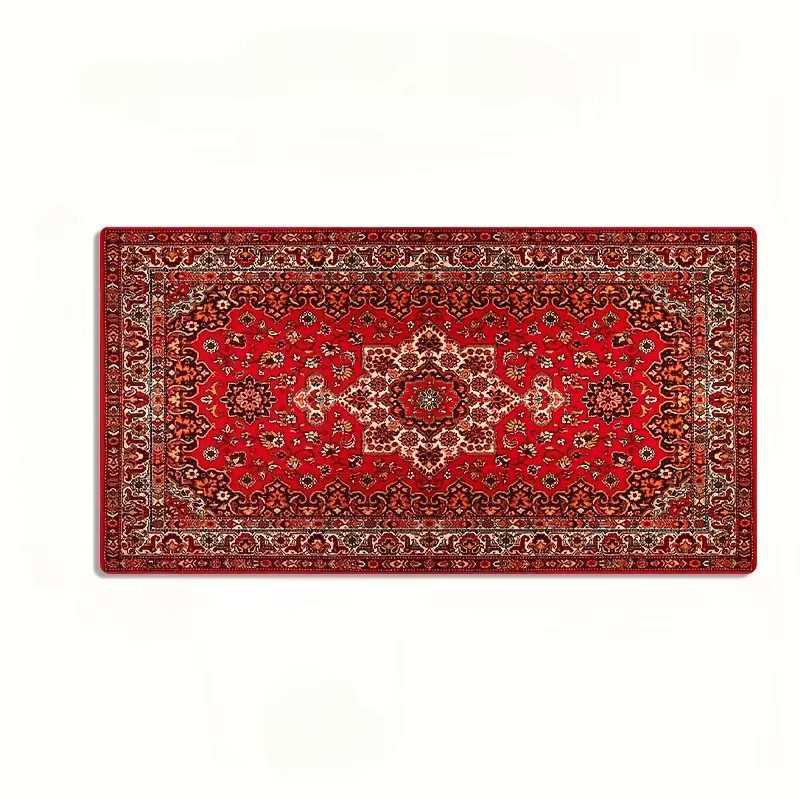 Mairuige Übergroßes Mauspad mit rotem Vintage Persischem Muster, Rutschfeste XXL Schreibtischunterlage für Gaming und Büro in Rot und Weiß - Bild 4