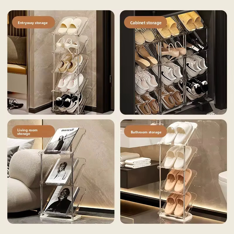 Untior Schuhregal aus Edelstahl in Silber, modernes und platzsparendes Schuhregal für den Flur - Bild 4