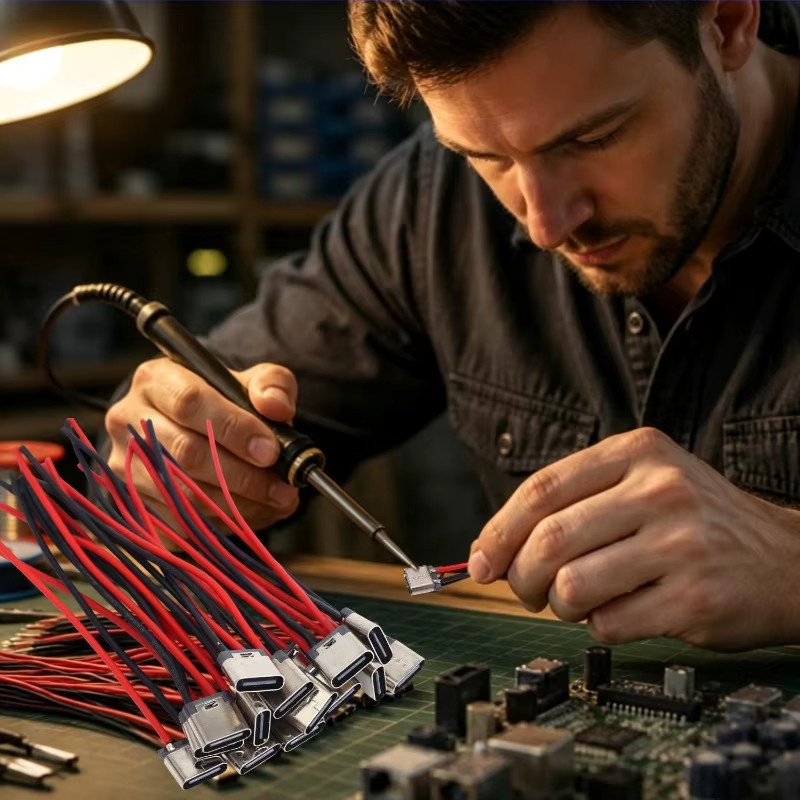 USB-C Ladebuchse Typ-C 2P zum Schweißen für DIY Schnellladung, Farbe: Silber - Bild 6