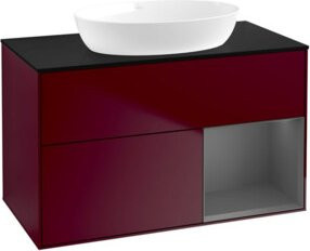 V&B Waschtischunterschrank Finion 100 mit Wandbeleuchtung in Anthrazit lackiert, B/T/H: 100 x 50,1 x 50,1 cm - Bild 1