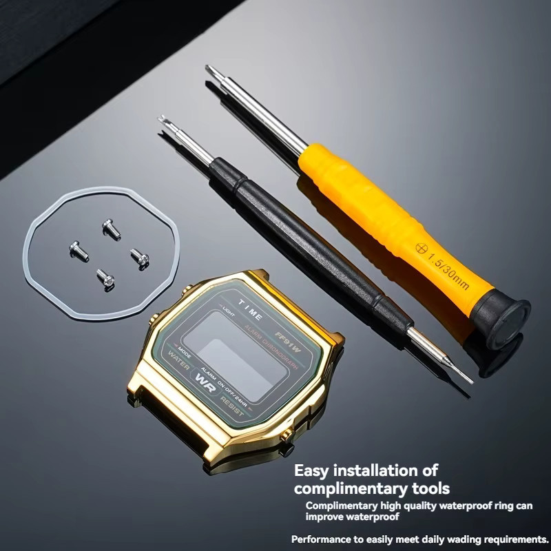 Casio F91W Mod Kit Uhrenmodifikationszubehör, Edelstahl, Silber - Bild 3