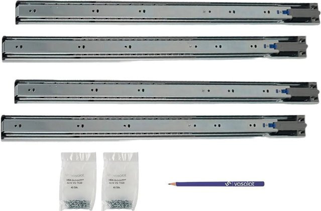 vasalat Kugelauszug Softclose Vollauszug mit Dämpfung, Farbe: Silber, 2 Paar, Länge: 650 mm - Bild 1