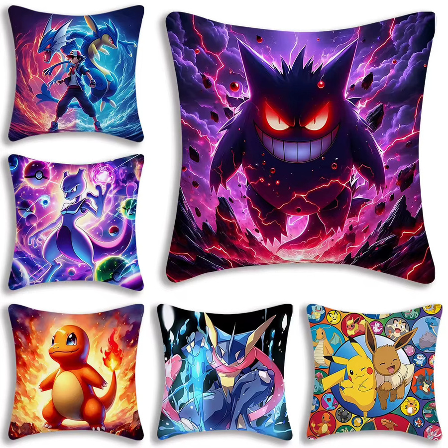 Potdemiel Pokemon Gengar Kissenbezug mit Cartoon Anime Motiv, quadratisch, 45 x 45 cm - Bild 2