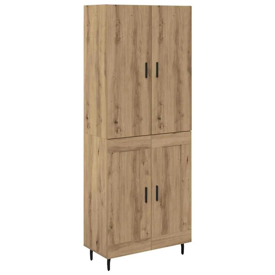 vidaXL Highboard 2-teilig in Artisan-Eiche mit Glastüren und Regalen, B/T/H: 120 x 34 x 69,5 cm - Bild 2