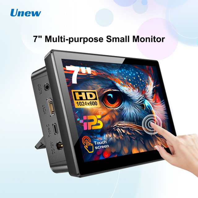 Unew 7-Zoll Touchscreen-Monitor in Schwarz mit HDMI und Type-C, treiberlos, VESA 75 x 75 mm, kompatibel mit Handy und Laptop - Bild 1