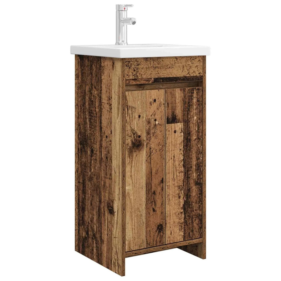 vidaXL Badezimmerschrank mit Waschbecken aus Altholz in Braun, B/T/H: 42 x 40 x 84,5 cm - Bild 2