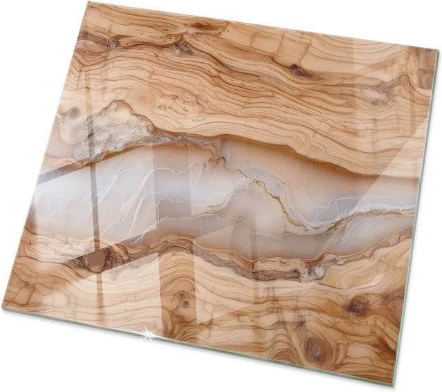 Tulup Couchtischplatte aus Naturholz und Harz in Beige, quadratisch, B/T: 50 x 50 cm - Bild 1