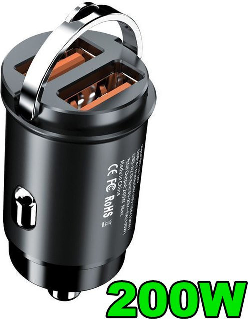 Mini Dual USB Auto-Handy-Ladegerät 200W Schnellladegerät in Schwarz mit 2 USB-A Steckdosen für dein Fahrzeug - Bild 1