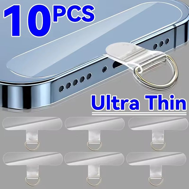 XYun Set aus 10 transparenten Telefon Lanyards mit flexiblen Patches und Clips zur Befestigung von Handy, Karte oder Kabeln - Bild 1