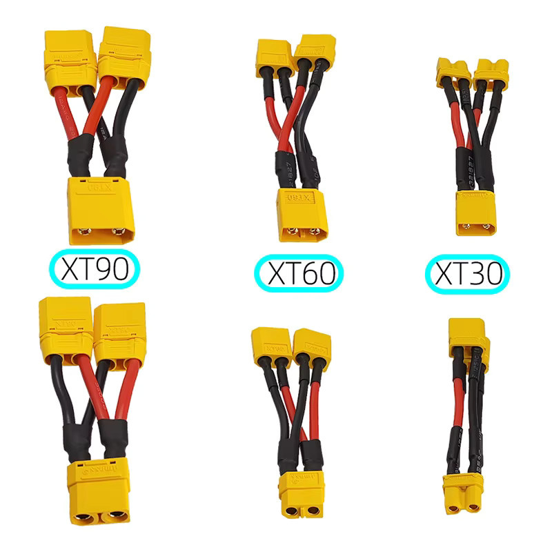 DIVEDEER Y-Verbinderkabel für Lithium-Akkus mit XT30 XT60 XT90 Parallelanschluss 1 zu 2, Gelb - Bild 2