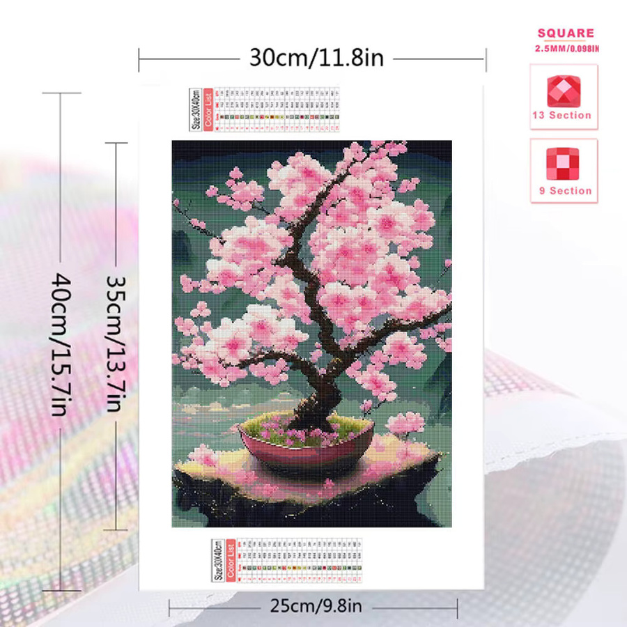 EverShine Diamantmalerei Kit Sakura Blume Japanisches Motiv in Pink für Wandkunst - Bild 2