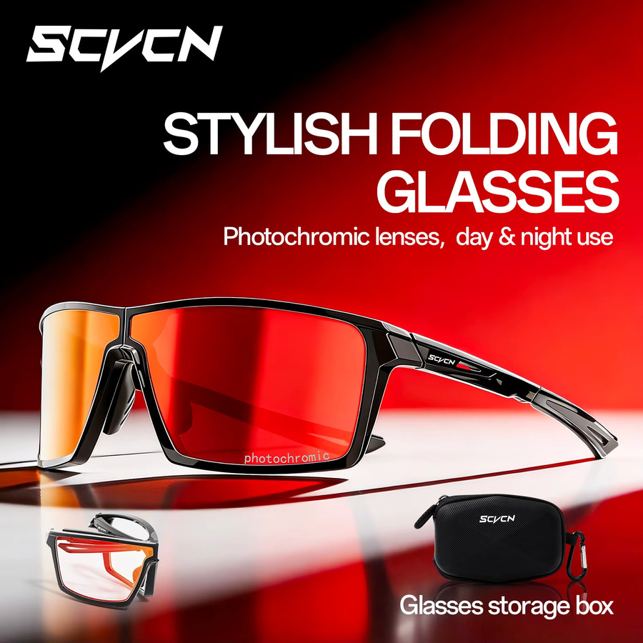 SCVCN Sportsonnenbrille Damen, Vollrand, Kunststoff, Schwarz, photochrom - Bild 4