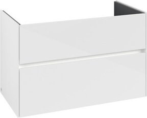 V&B Waschtischunterschrank Collaro in Weiß glänzend mit Waschbecken und LED-Beleuchtung B/T/H: 96,1 x 48 x 48 cm - Bild 1