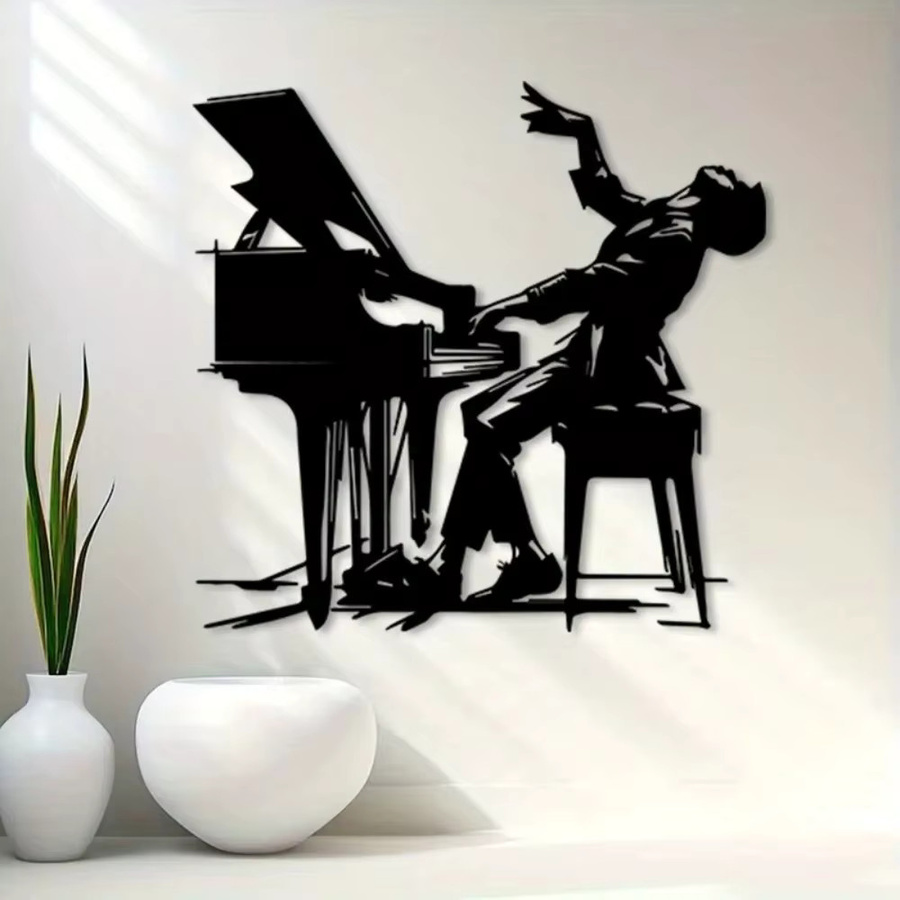 CIFBUY Vintage Jazz-Klavier Wandkunst aus Metall in Schwarz für Innen- und Außenbereiche - Bild 5