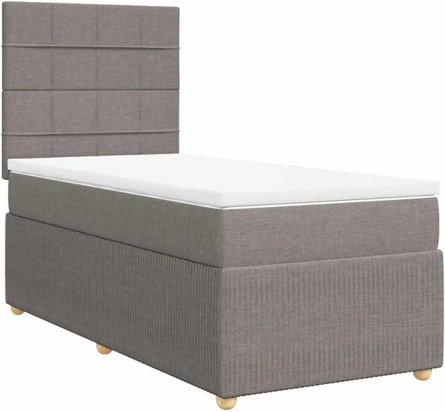 vidaXL Boxspringbett Hybrid mit Matratze und Taschenfederkern in Taupe, B/T: 100 x 200 cm - Bild 1