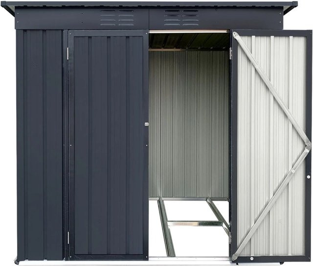 Albatros Profi Gerätehaus L aus verzinktem Metall in Anthrazit mit Schloss und Werkzeughaken, B/T/H: 176 x 112 x 173 cm - Bild 2