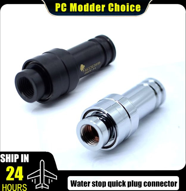 FREEZEMOD Computer-Wasserkühlungs-Schnellkupplungs-Montagesatz mit G1/4'' Dual-Innengewinde-Wasserstopp-Verbindung in Schwarz/Silber - Bild 1