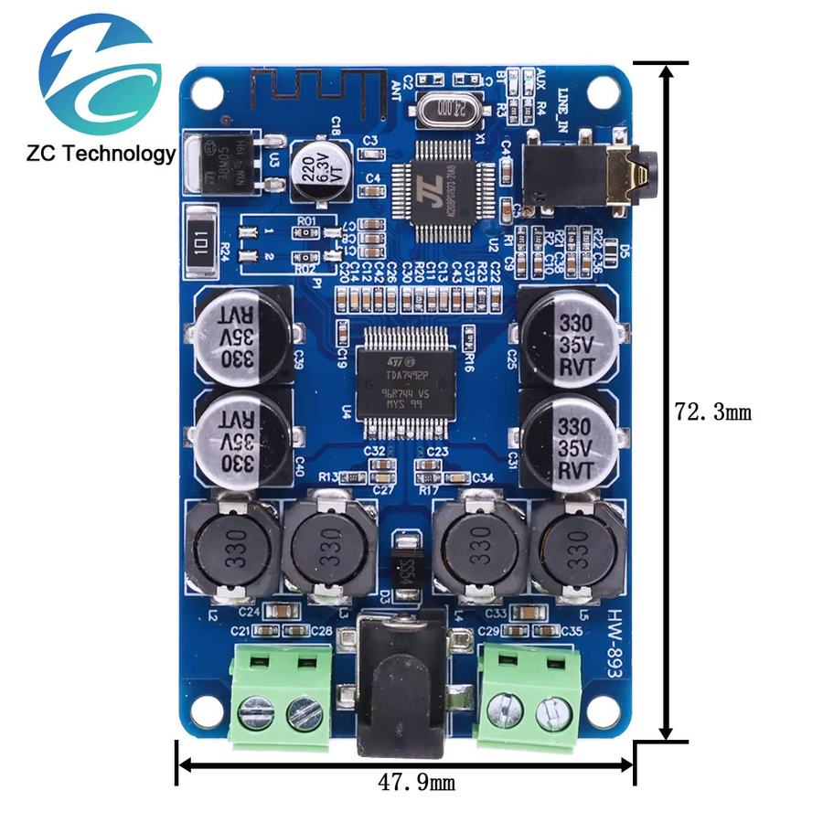 TDA7492P Bluetooth 4.0 Verstärkerplatine mit 30 W x 2 Stereo Power Amp Modul für Home Audio, Blau - Bild 2