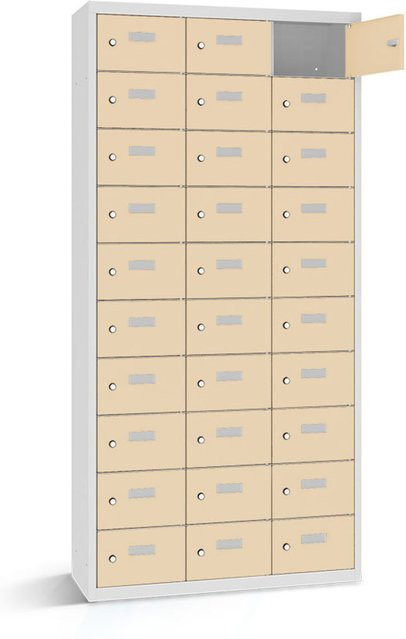 rotstahl Wertfachschrank mit 30 Fächern in Beige, B/T/H: 87,5 x 50 x 180 cm - Bild 1