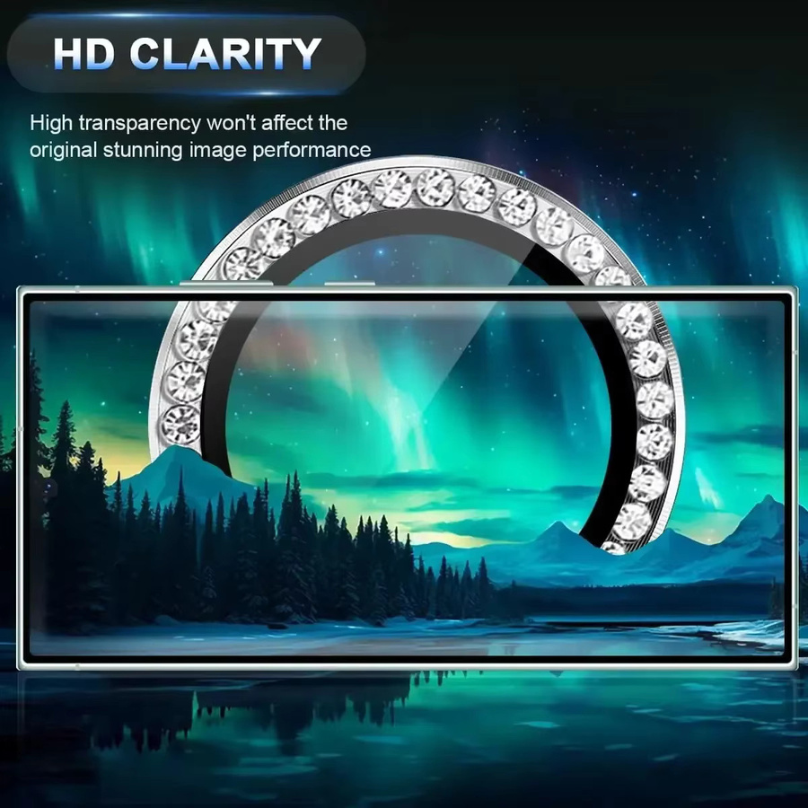 Samsung Galaxy S25 S25 Ultra Kamera Schutz 3D Objektiv Film mit Diamant Metall Ring in Schwarz und Silber - Bild 5