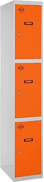 PROREGAL Spind AMEGO Schließfach Garderobe mit 3 Abteilen, Grau-Orange, H x B x T: 180 x 40 x 50 cm - Bild 1
