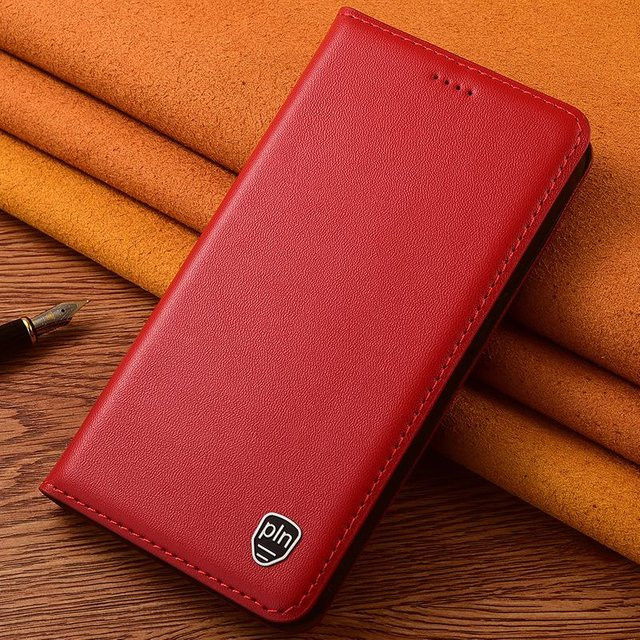 Apple iPhone Flip-Cover aus echtem Leder in Rot für iPhone 15 Pro Max, 13, 12, 7, 8 und Mini - Bild 1