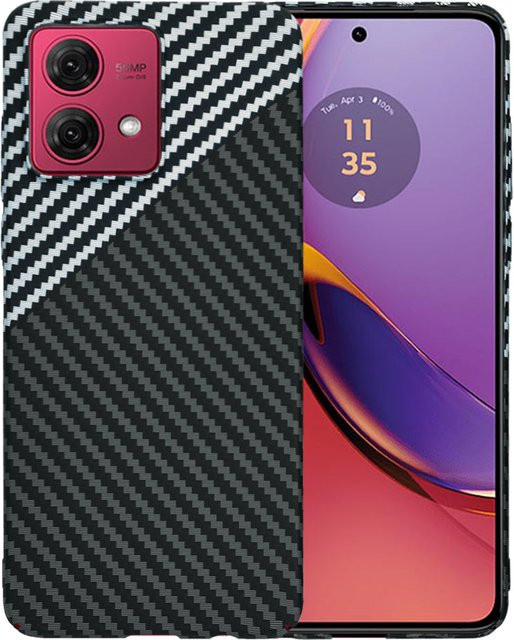Techsuit Carbonite FiberShell Schutzhülle für Motorola Moto G84 in Schwarz Grau - Bild 1