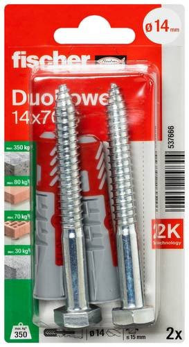 Fischer DuoPower 14 x 70 S K NV Dübelset aus Nylon, Durchmesser: 14 mm, Länge: 70 mm - Bild 1